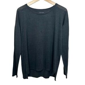 Eileen Fisher Dark Gray 100% Organic Linen Long Sleeve Top Size XS